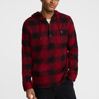 Veste à capuche matelassée en coton à carreaux rouge et noir pour hommes-Vêtements d'extérieur d'hiver décontractés respirants et écologiques avec impression numérique