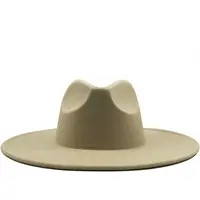 9.5CM geniş ağız büyük Fedora şapka kış bahar Fedora şapka kadın erkek