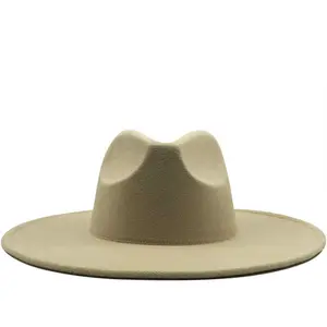 9.5 سنتيمتر واسعة بريم كبيرة فيدورا قبعة الشتاء الربيع فيدورا قبعة المرأة الرجل