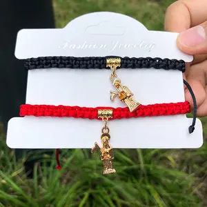 אדום חוט צמיד Pulsera רוג 'ה דה חילו de la סנטה Muerte זוג הקדוש מות קסם בעבודת יד קלוע סנטה Muerte צמיד