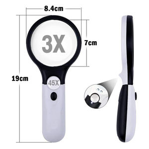 पढ़ने के लिए एलईडी लाइट 3x 45x उच्च आवर्धन के साथ हाथ से प्रबुद्ध आवर्धन - Product Image 3