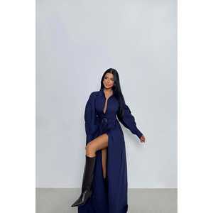 Robe de soirée bleu marine avec ceinture, taille XS/XL, robe de bal formelle, manches courtes, longueur genou - Product Image 2