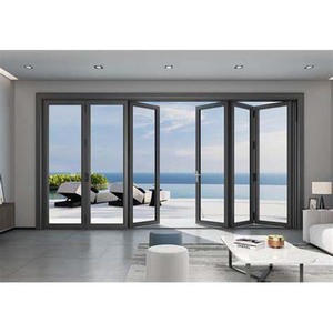 Porte pliante moderne en aluminium insonorisée <span class=keywords><strong>à</strong></span> double vitrage Pont cassé Design avec matériau en acier pliable pour application extérieure - Product Image 2