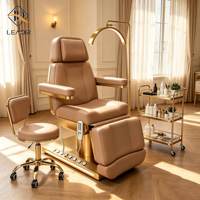 Table de traitement électrique moderne en PVC, 4 moteurs, lit de massage réglable en hauteur, base stable pour salon de beauté et de thérapie