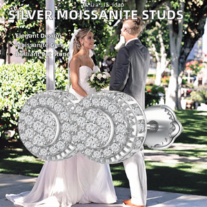 925 Sterling <b>Silver</b> VVS Moissanite Diamond <b>Stud</b> Earring Fine Fashion Jewelry for Party Wedding Birthday Gift - Product Image 2