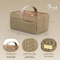 Organisateur de couches matelassé motif épi de blé, grande capacité, bac de rangement pour bébé, sac de rangement portable et imperméable pour table à langer