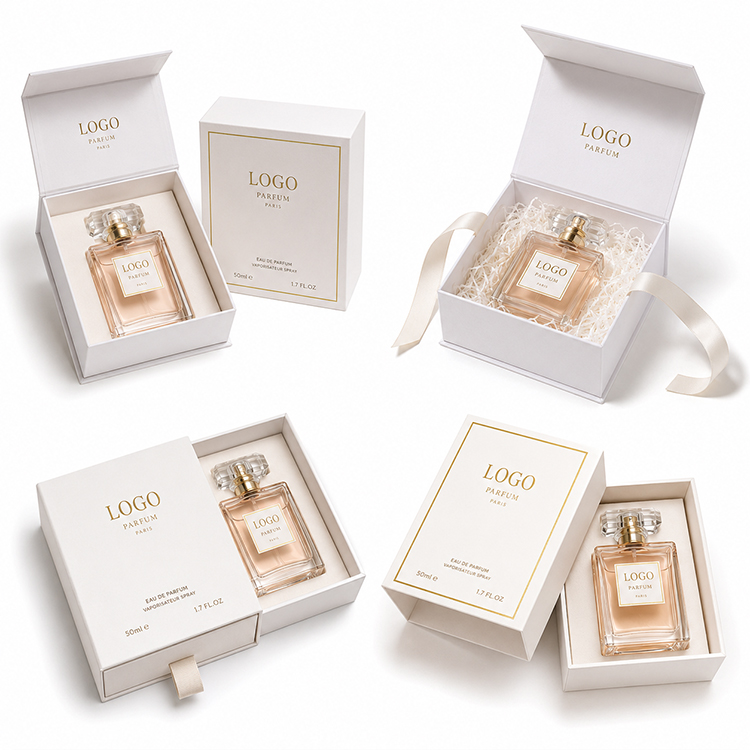 Luxury Custom Perfume Packaging Box Flip Top & Drawer Rigid Gift Box With Gold Foil Logo Premium Paper Box For Perfume Candle