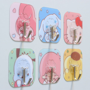 Cute Cartoon <b>Adhesive</b> <b>Hooks</b> 3kg Load Square Wall Mounted Kitchen Bathroom Storage No Drilling Traceless <b>Hook</b> - Product Image 2