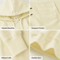 Hoodie Katun Custom 350g Berat 100% Katun Hoodie Pria Grosir Logo Custom French Terry Hoodie Polos Model Longgar