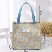 Sac fourre-tout imperméable à imprimé floral à carreaux, taille moyenne, doublure TC, taille personnalisée pour les trajets quotidiens et les repas