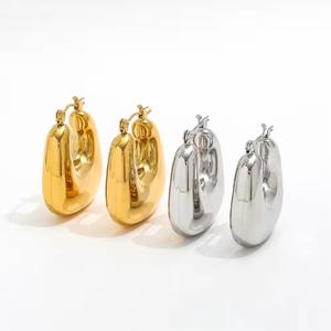 Pendientes de Aro Gruesos de Moda para Mujer, de Acero Inoxidable con Baño de Oro de 18K, Joyería de Moda, Resistentes al Deslustre, Impermeables, con Diseño de Burbuja - Product Image 5