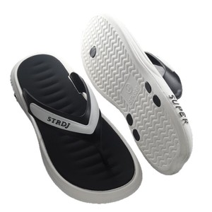 Wholesale New Summer Style Men's PVC Flip-Flops <strong>Slippers</strong> Soft Beach Casual Open Toe Shoes Black/White Printed for E-Commerce - Product Image 5