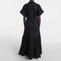 Fabricants de vêtements personnalisés printemps été automne élégant coupe ample taille réglable volants Maxi robe pour les femmes