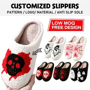 Pantuflas Cálidas de Invierno para el Hogar, de Felpa, con Diseño de Calavera/Calabaza de Dibujos Animados, Antideslizantes, Bordadas, para Halloween, para Hombres y Mujeres - Product Image 1