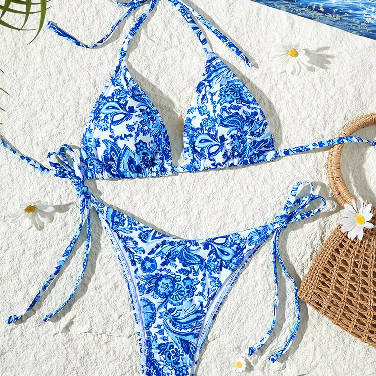 Wholesale Blue Fashion Opened Bikini High Quality Swimwear