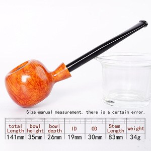 Muxiang Tobacco Pipe Ma20002 Free Type Red Wood With Burl Vulcanized Rubber Spout For Smoking - Product Image 5