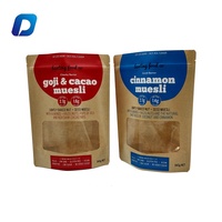 Sachets Doypack Personnalisés en Papier Kraft Brun et Blanc avec Fermeture Zip et Fenêtre pour Emballage Alimentaire