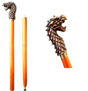 Bastón Victoriano de Madera y Latón Pulido Hecho a Mano con Cabeza de Dragón, Estilo Antiguo CH, para el Día de la Madre, San Valentín, Año Nuevo - Product Image 2