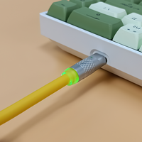 Jmax – câble spiralé enroulé à Double manchon en alliage de Zinc PU rvb pour clavier mécanique de jeu avec aviateur métallique détachable