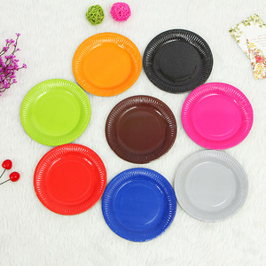 Assiettes à Dessert rondes et colorées jetables, pièces, bricolage d'assiettes de fête, pour Dessert en papier bon marché - Product Image 1
