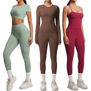 Conjuntos Deportivos Transpirables para Mujer, 7 Piezas, Manga Larga, Ropa Deportiva para Gimnasio, Yoga, Top Deportivo, Leggings Sin Costuras, Elásticos - Product Image 3
