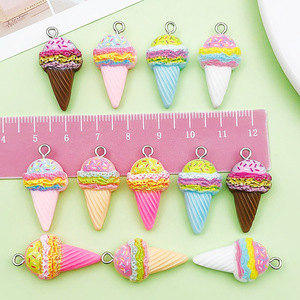 จี้เรซิ่นรูปไอศกรีม 12 ชิ้น หลากสี การ์ตูน DIY อุปกรณ์ตกแต่งเครื่องประดับ สำหรับสร้อยข้อมือ สร้อยคอ - Product Image 3