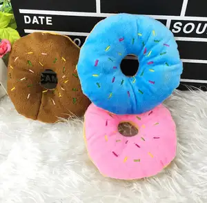 Yumuşak donut şekilli squeaky peluş hayvan köpek oyuncak chew