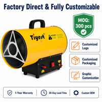Chauffage industriel portable en acier inoxydable 15KW pour élevage de volailles, au propane GPL, à air forcé, avec moteur et pompe
