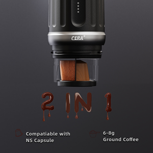 CERA+ PCM03S Ensemble de machine à café électrique portable entièrement automatique avec broyeur Compatible avec les capsules et la poudre de café - Product Image 6
