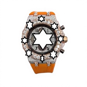 Luxury Men's Quartz Watch Orange Silicone Band Polygon Case Sapphire Crystal <b>Chronograph</b> Analog Dial Stainless Steel - Product Image 1
