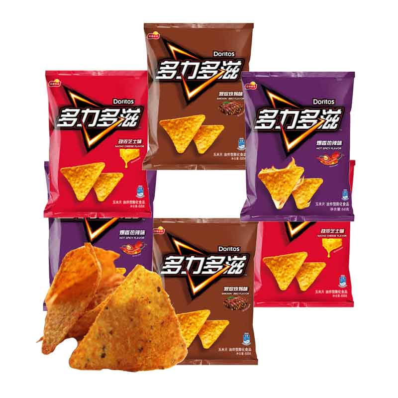 Penjualan Terbaik doritos nacho keju 68g * 22 Doritos keripik panas dan pedas rasa Cina khusus makanan ringan Asia