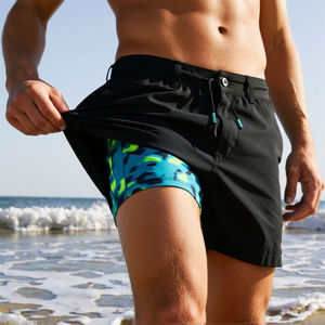 Pantalones cortos de natación de 22 "para hombre, pantalones cortos de playa, trajes de baño, bañadores largos, pantalones cortos de <span class=keywords><strong>Surf</strong></span> con forro bóxer de sublimación UPF50 + - Product Image 1