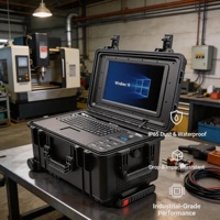 Terminal de Commande Robuste Personnalisable avec E/S, Écran 15,6 Pouces, Station de Travail Portable sur Chariot, Noir, 2 Ports COM RS485, Scellé IP65