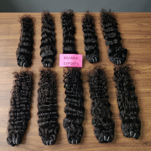 Extensiones de cabello indio Remy virgen alineado con cutícula Natural 100%, cabello humano negro sin procesar para mujer, rizos sueltos de ondas profundas - Product Image 1