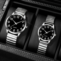 Vente chaude De Mode Classique Grande Plaque Montre À Quartz Montre Élastique Vêtements Horloge Et Paire Montres-Bracelets