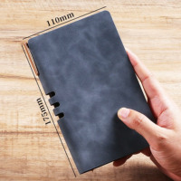 Couverture en cuir PU, impression de logo personnalisée, format A6, reliure cousue, papier 80 g/m², petit agenda de bureau portable, cadeau minimaliste classique