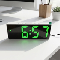 Réveil numérique électronique intelligent de bureau avec miroir, affichage LED de la date, de la température, fonction snooze et veilleuse pour la maison