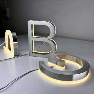 אותיות תלת מימד מנירוסטה עמידות למים בהתאמה אישית עם תאורת לד אחורית, שלט לד זוהר, אותיות לד עם לוגו חברה/שם - Product Image 1