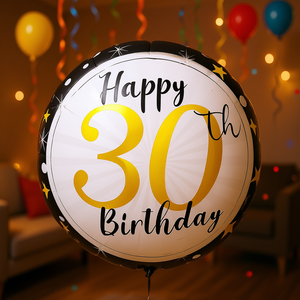 Globo de Cumpleaños Número 30, Redondo, Metálico, de 45x53 cm, Decoración para Fiestas de Adultos, Celebración de Cumpleaños - Product Image 3