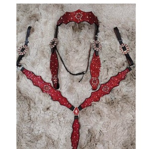 Kaamkaaj Conjunto de Cabezada y Pechopetral de Cuero Genuino de Alta Calidad Estilo Western con Cierre de Hebilla, Acolchado Transpirable y Bolsillo Lavable - Product Image 1