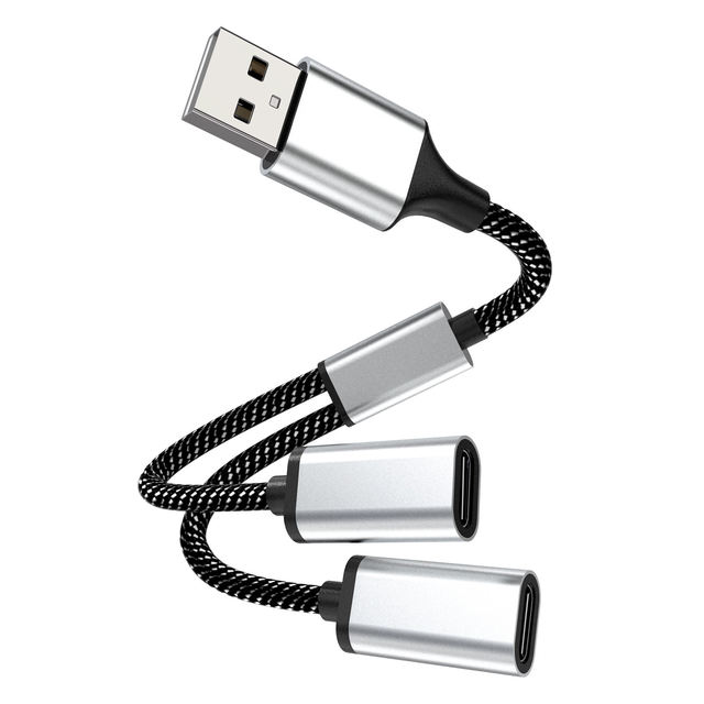 USB to Type C Splitter Y Cable Adapter PD and Audio 2 in 1 USB C Splitter