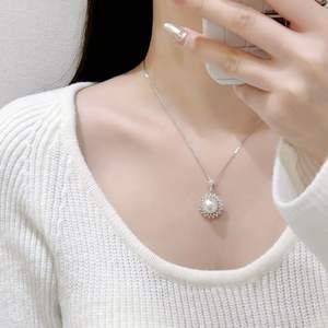 Collier en argent sterling S925, automne-hiver, princesse, exquis, pendentif en forme de cloche de Noël, nœud, charmant, collier en perles douces pour - Product Image 4