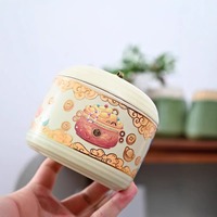 Petit pot à thé en céramique mignon motif danse du lion, portable, cadeau d'affaires