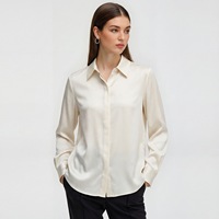 Kemeja Kancing Kain Broadcloth Lengan Panjang Kerah Runcing Blus Lucu Model Lurus Atasan Wanita Kantor Bisnis Sehari-hari Kasual Acara Santai