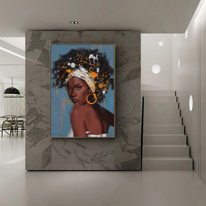 Arte della parete dipinti astratti della donna africana dipinti su tela sulla parete art poster e stampe di arte africana immagini appese - Product Image 5