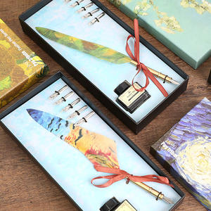 Oil Painting Pattern Retro European Style Feather <b>Pen</b> Gift Box Set Dip Ink Calligraphy <b>Pen</b> High Quality Gift <b>Pen</b> - Product Image 3