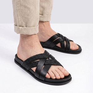 Sandali Estivi da Uomo in Pelle di Vacchetta Intrecciata con Suola Flessibile in Gomma Traspirante di Alta Qualità dalla Fabbrica di Guangzhou - Product Image 3