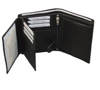 Dompet Kulit Sapi Asli untuk Pria, Dompet Kulit Sapi Asli Lipat Tiga Grosir Butir Perlindungan RFID Premium Warna Hitam