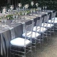Chaises Chiavari transparentes en acrylique pour banquets, hôtels, mariages et fêtes, avec coussin, vente en gros