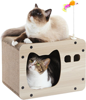 MOWE LOVE Planche à gratter pour chat en carton ondulé 2 en 1, tapis à gratter avec souris à ressort pour chats d'intérieur